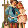 Victorian boy and girl clipart