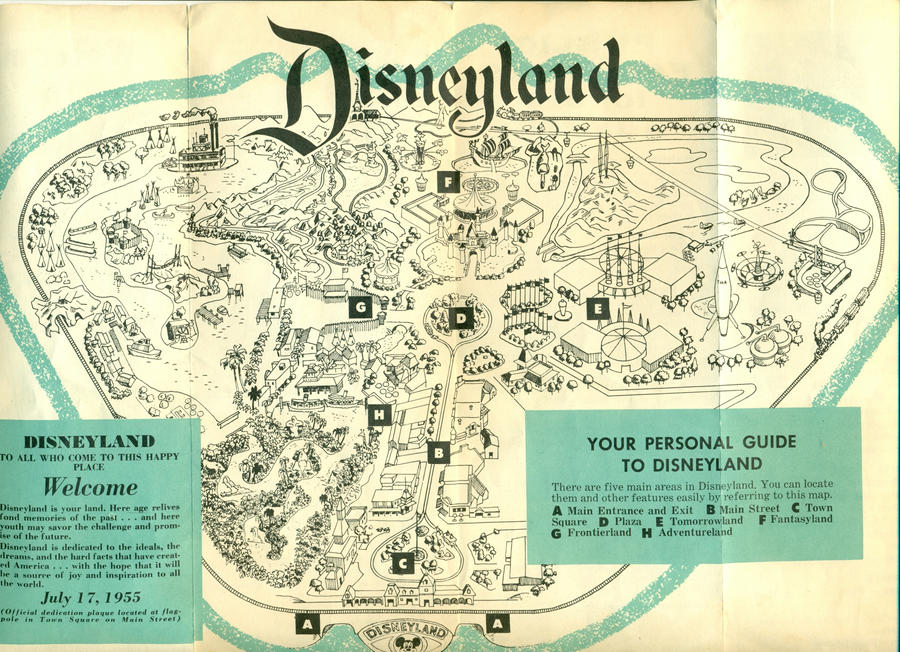 Disneyland 1955 map of park by jinifur on DeviantArt