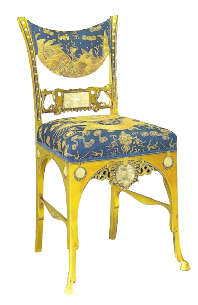 Blue and gold antique chair