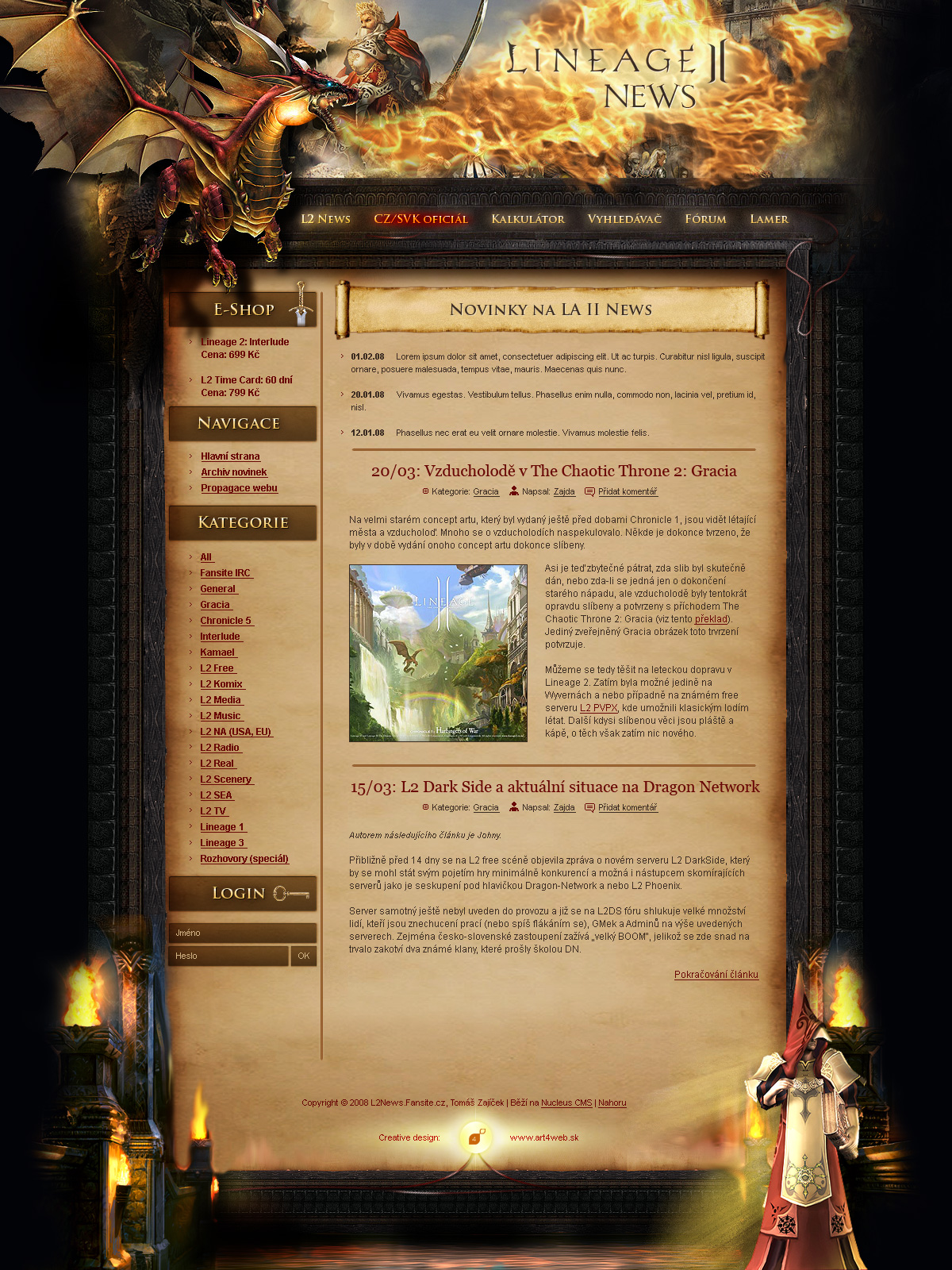 Lineage II website design