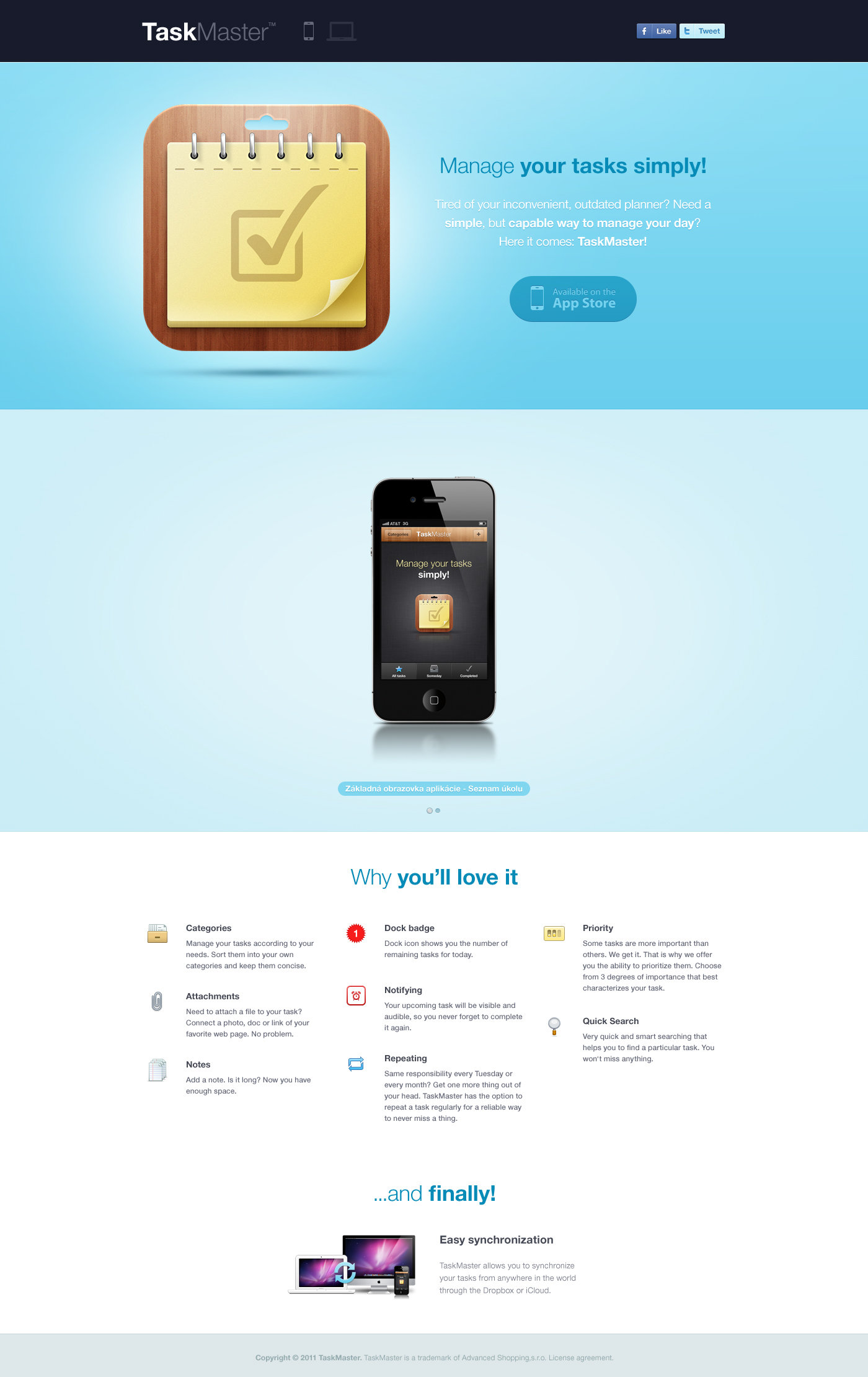 TaskMaster website design by luqa
