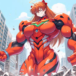 Giant Asuka and the more orangy suit