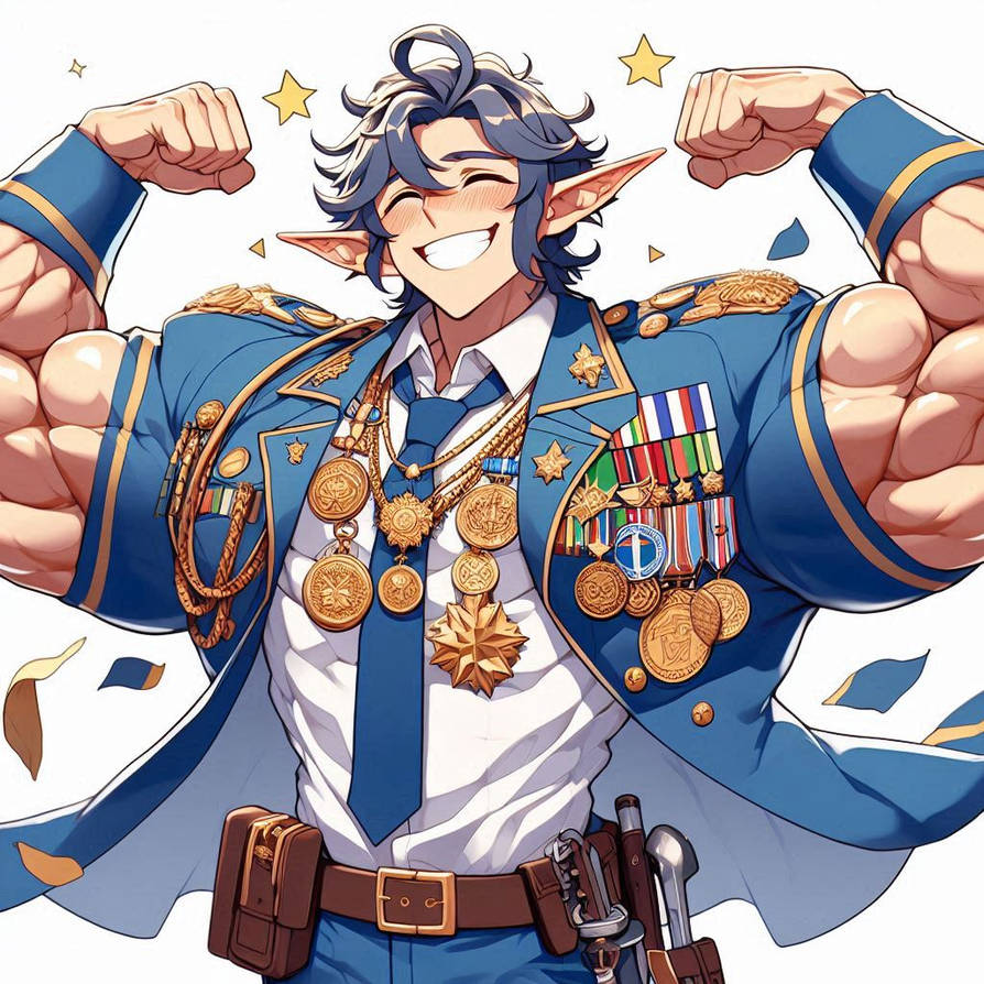 Super buff Elf with lots of medals by Fellspark on DeviantArt