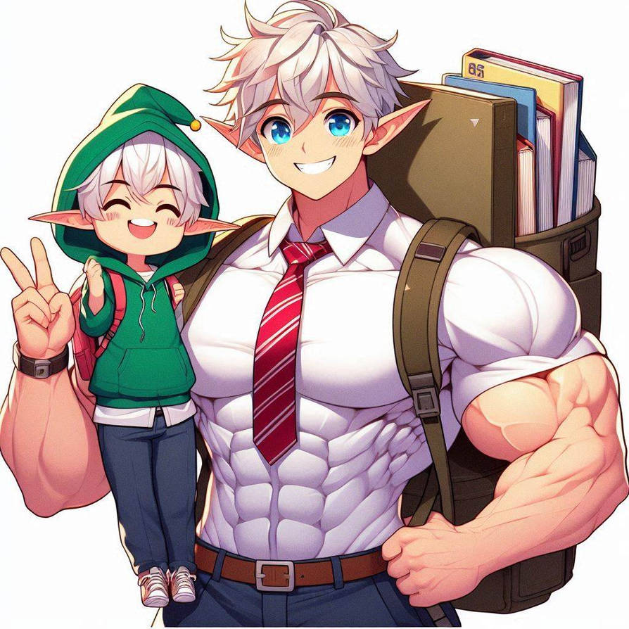 Buff Elf student and his ventriloquist puppet by Fellspark on DeviantArt