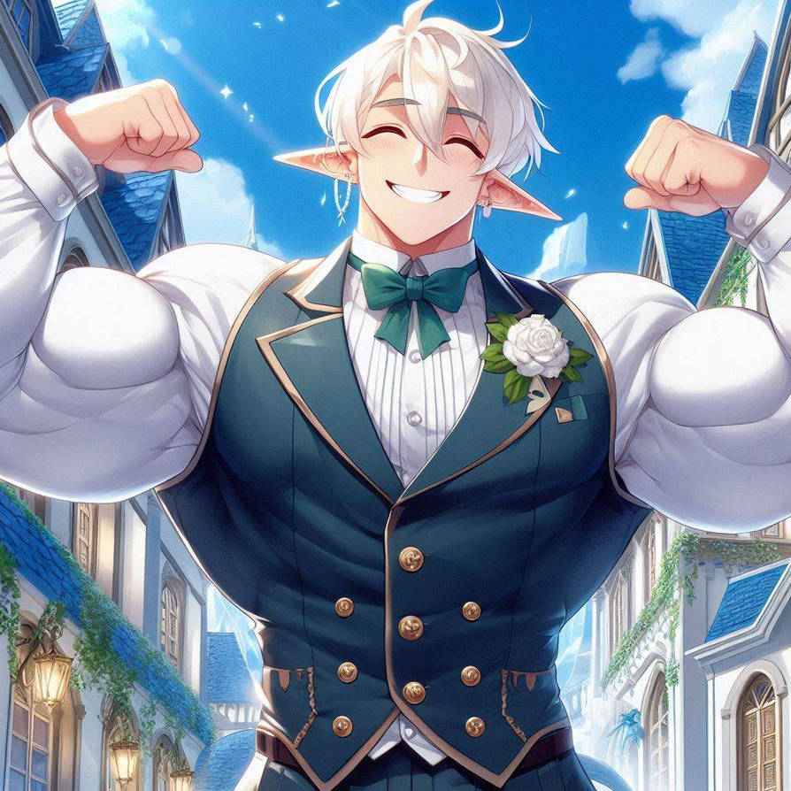 Buff Elf with a flower and bow tie by Fellspark on DeviantArt