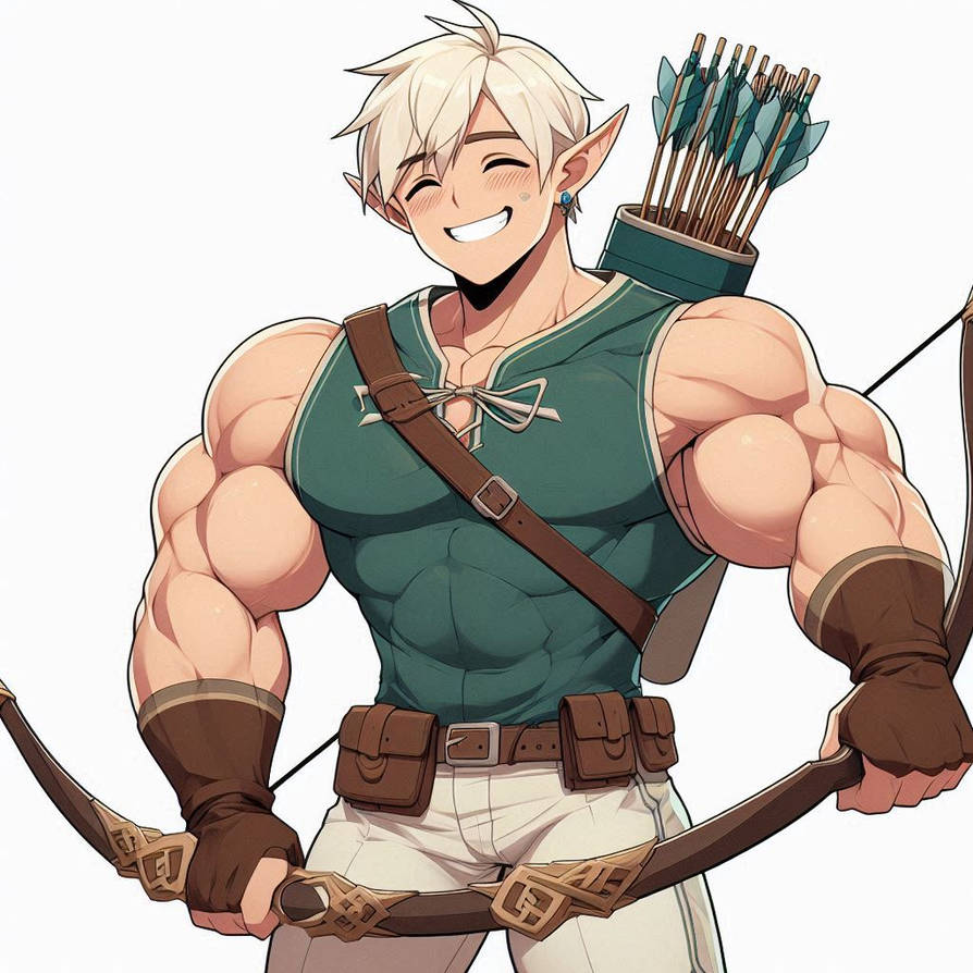 Buff Elf Archer strung his bow wrong by Fellspark on DeviantArt