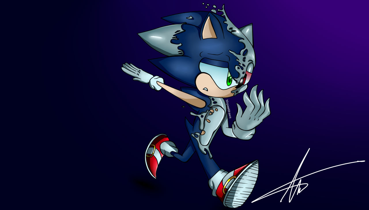Digital art of a virus-infected digimon and metal sonic