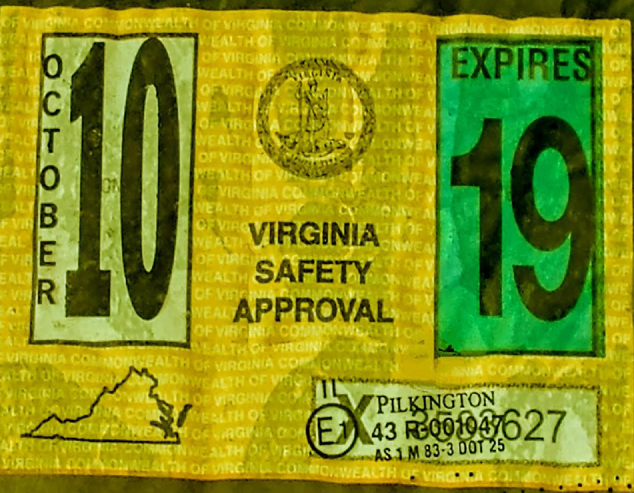 Virginia October 2019 Inspection Sticker Pic #2 by 96Frosty on DeviantArt