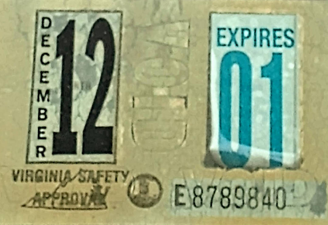 Virginia December 2001 Inspection Sticker Alt Pic by 96Frosty on DeviantArt