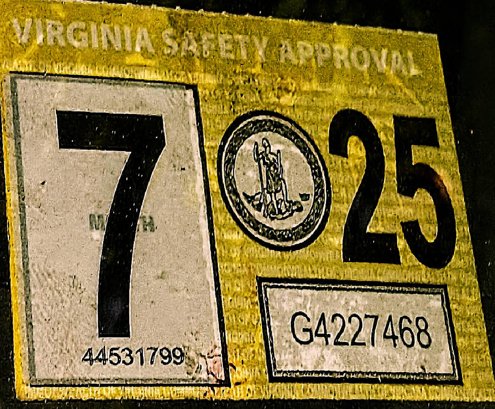 Virginia July 2025 Inspection Sticker Alt Pic #2 by 96Frosty on DeviantArt