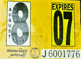 Virginia August 2007 Inspection Sticker (PRANK)