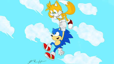 Sonic and Tails coloured