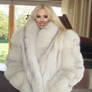 Scarlett in big white fur coat