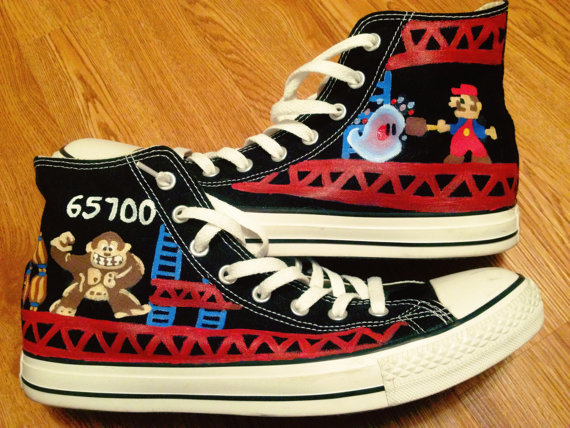 Donkey Kong Hand Painted Shoes High-top Painted Ca