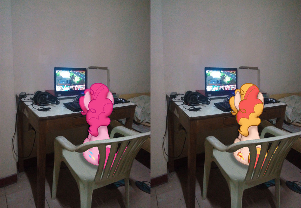 Pinkie pie and Pizza Pie watching on my laptop