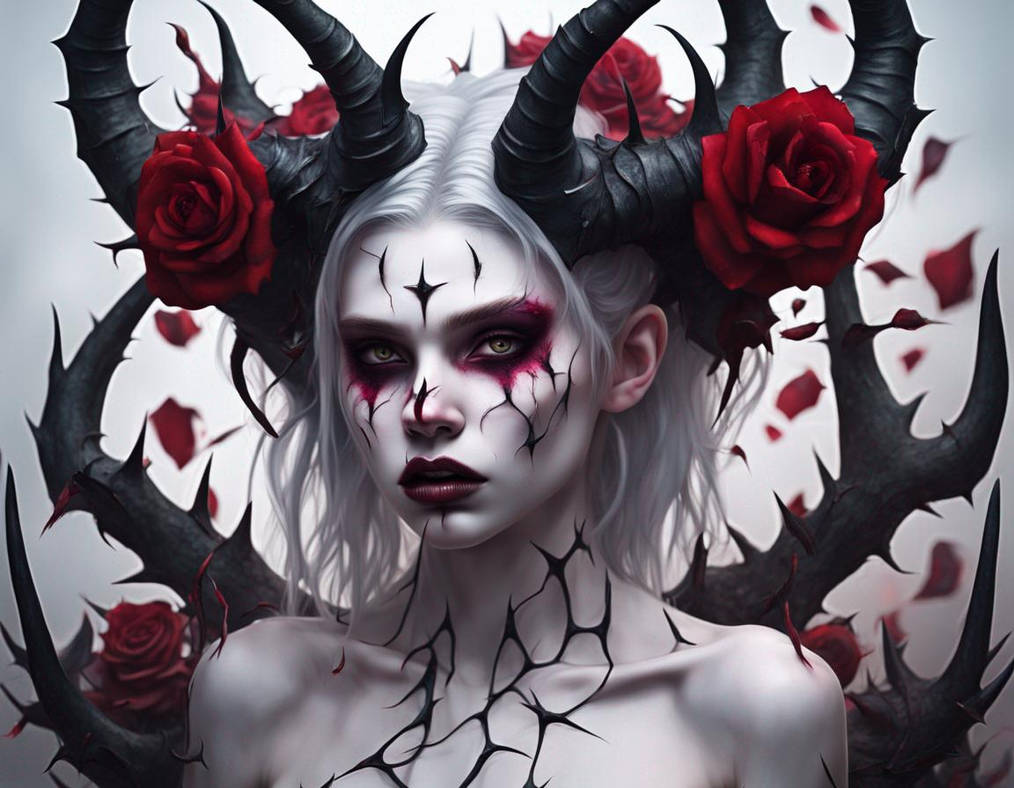 Demon With Roses Demon Woman by wellowr on DeviantArt