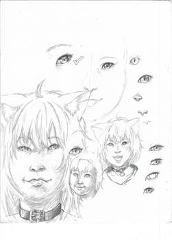 Practice drawings of Nekomata Okayu