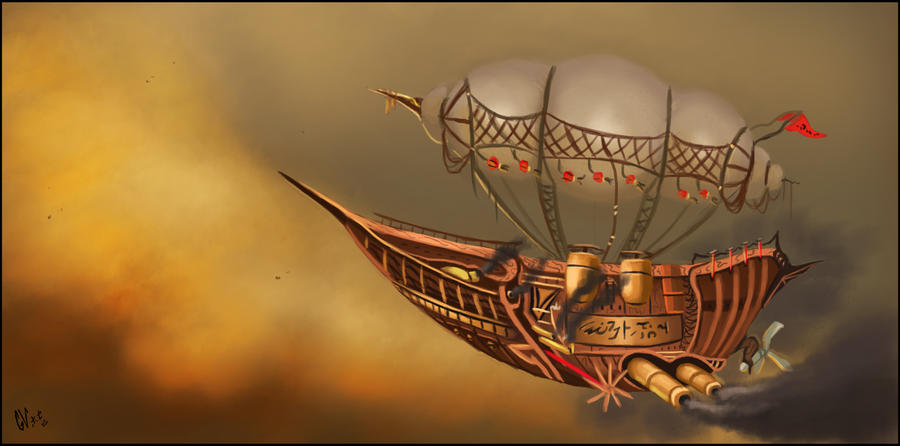 Steampunk flying ship