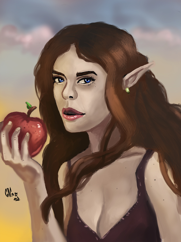 Elf with apple