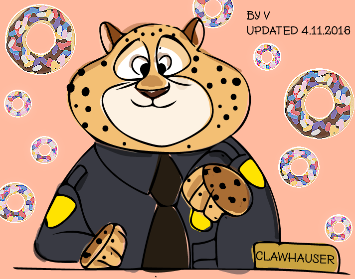 Updated Clawhauser with donuts from Zootopia