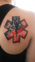 emt tattoo with flag background