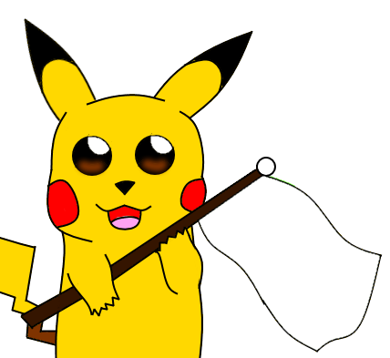 Pikachu holding a blank flag