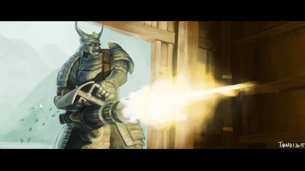 Sucker Punch Minigun Samurai Study -  Colour