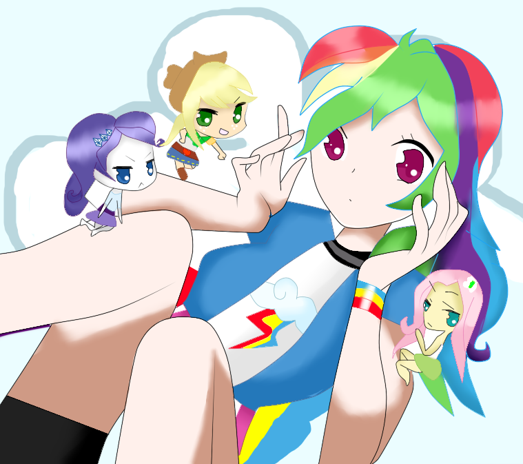 Rainbow Dash Applejack Rarity y Fluttershy (Base)