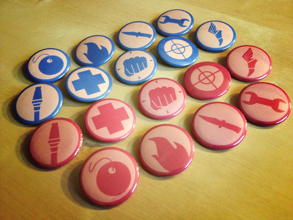 TF2 Team Fortress 2 Classes Button Sets - Red Blu