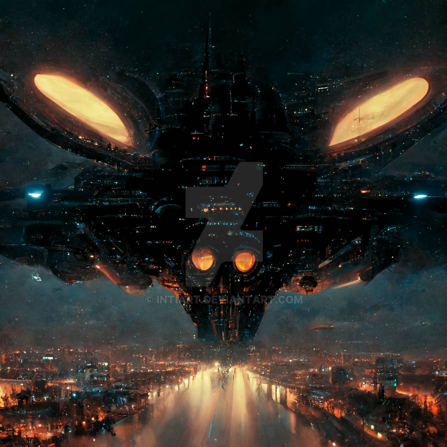 Giant Alien Spacecraft Floats Over a City by IntiArt on DeviantArt