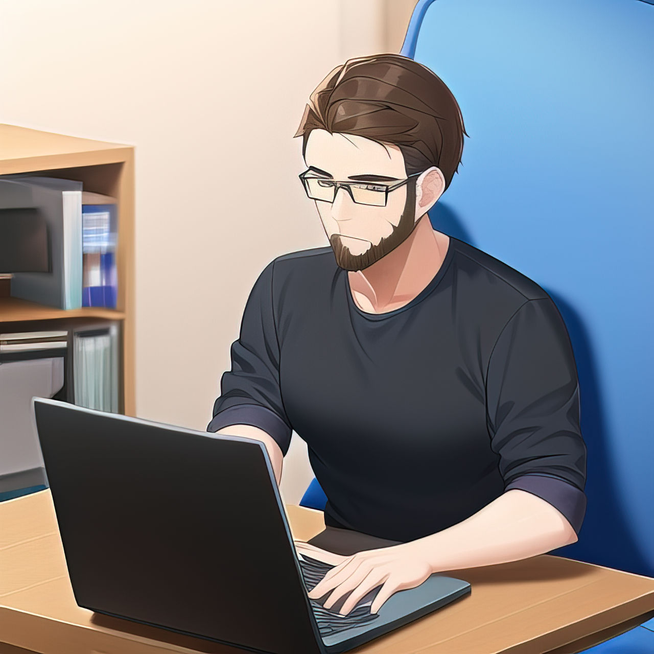 Man Working on Laptop by IntiArt on DeviantArt