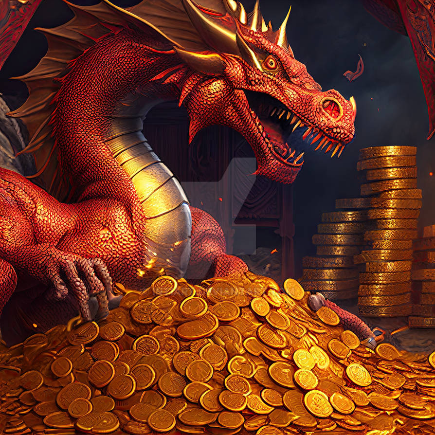 Red Dragon Guarding Gold Horde (Rework) by IntiArt on DeviantArt