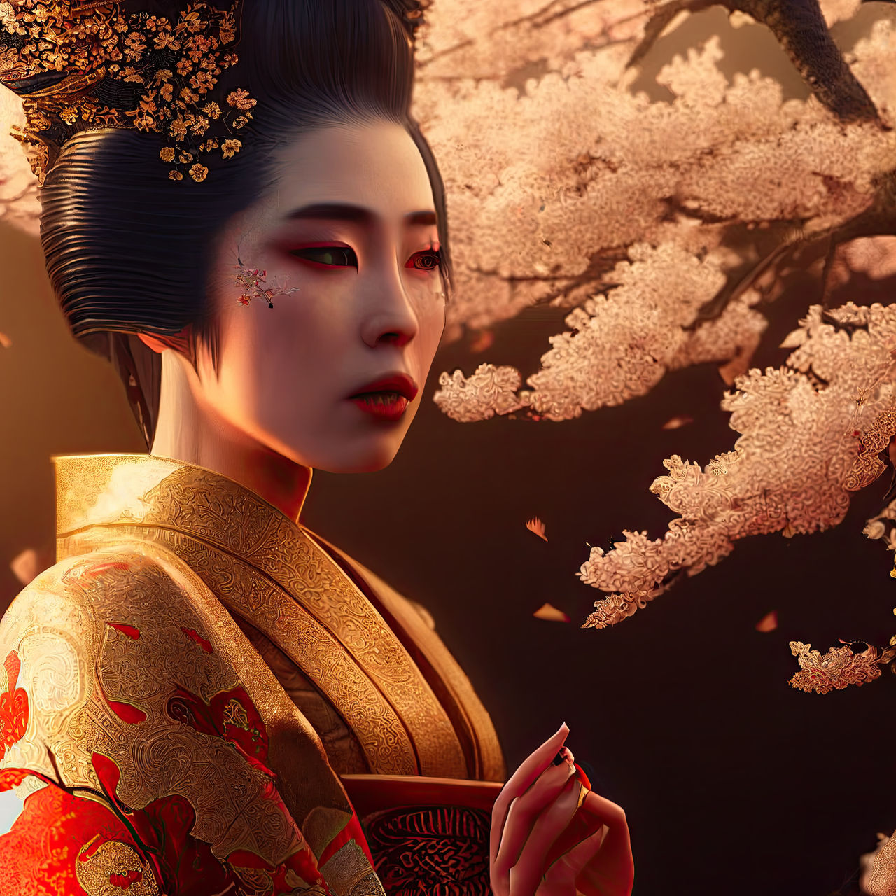Cherry Blossom Geisha (AI) by IntiArt on DeviantArt