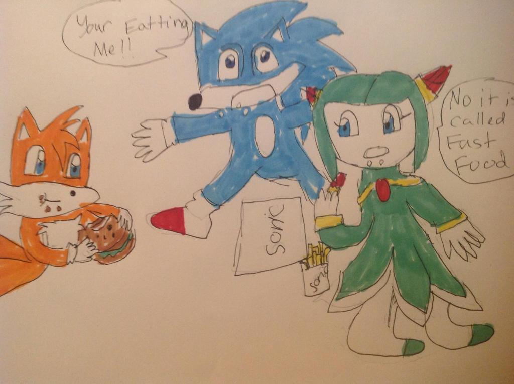 Sonic freaking out because of fast food by TheVocalCat17 on DeviantArt