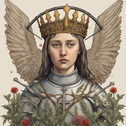 Saint Joan of Arc with crown of thorns made of Lor