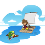 Sora visiting Toy Link's world