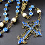 Blue Ceramic and Pearl Rosary