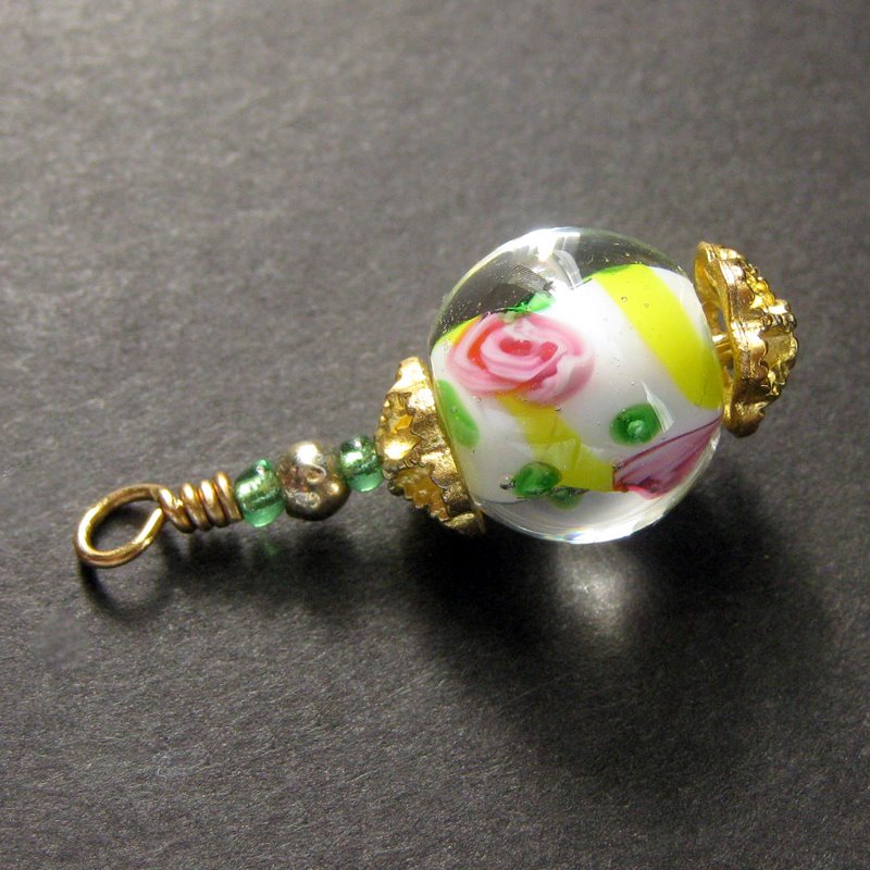 Summer Roses Lampwork Charm