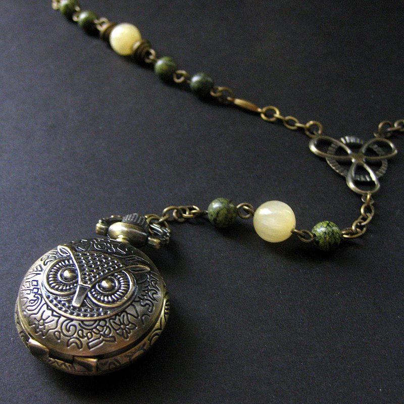 Wise Owl Pocket Watch Necklace