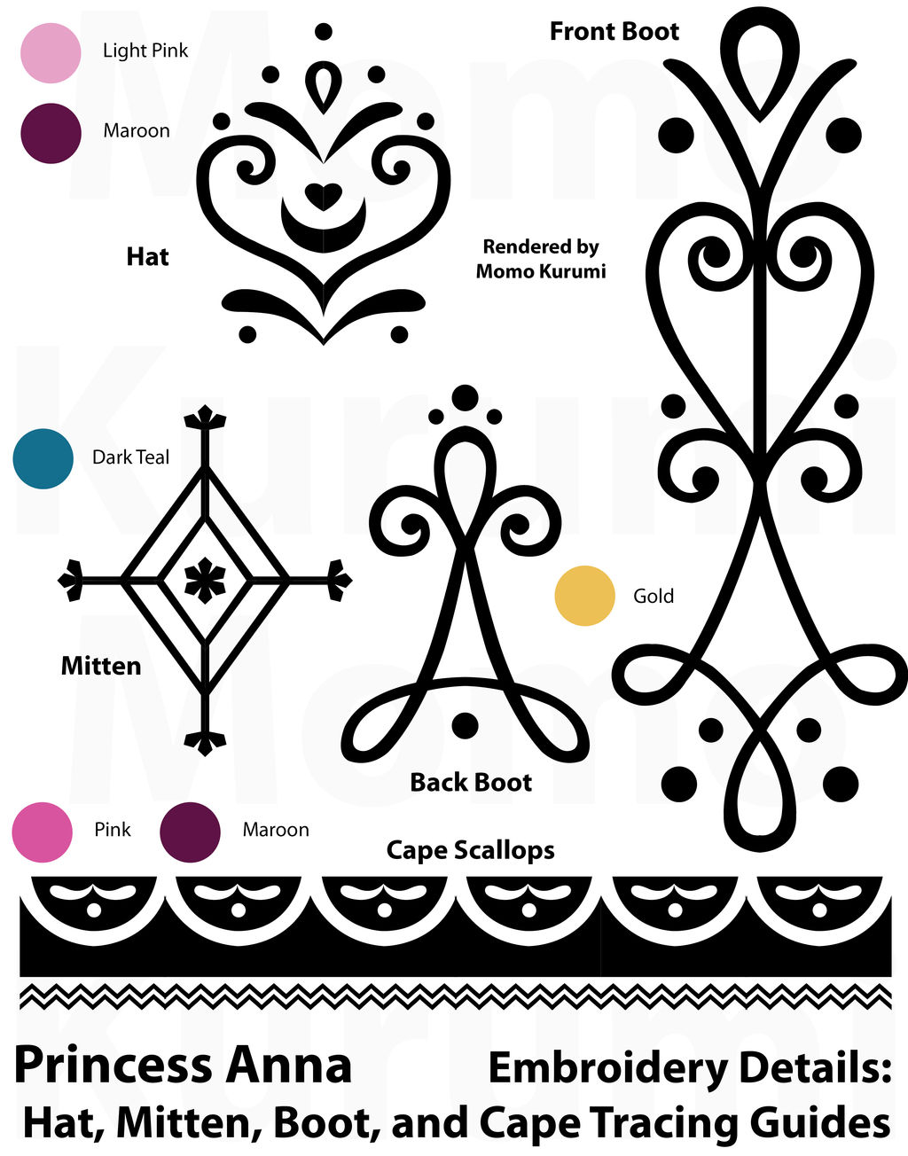 Princess Anna Tracing Stencils: Various Items