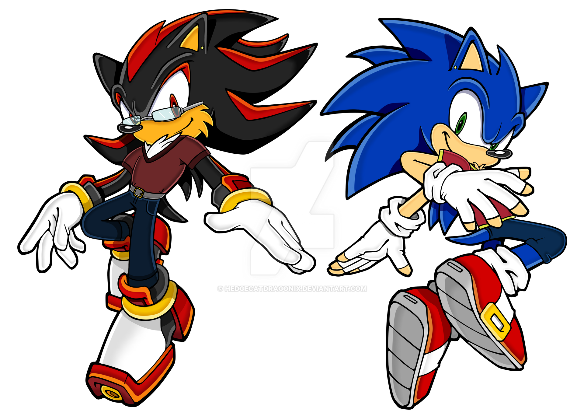 Sonic Adventure Artstyle - Sonic and Shadow by HedgeCatDragonix on