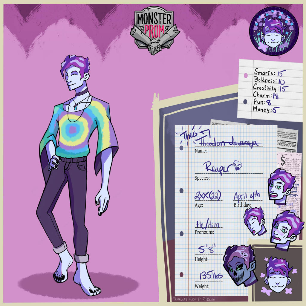 Theo- Monster Prom OC Character Sheet by EtherealDarkling on DeviantArt