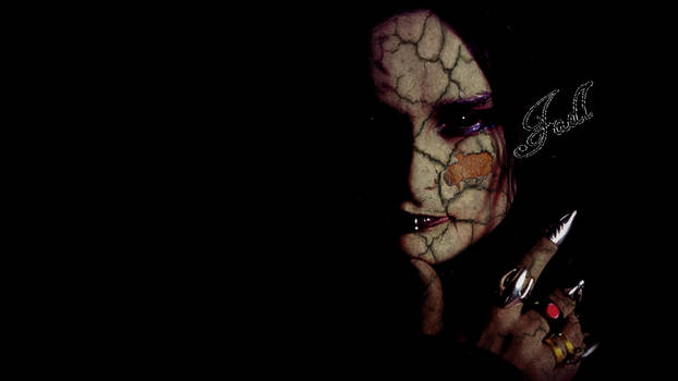 Photoshopped Cracked and Peeled Dani Filth's face