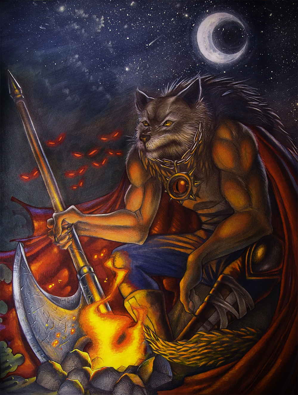 pics Wolf Anthro Warrior wolf warrior night by meisyren on