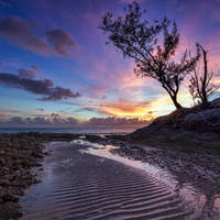 Ripples in the sand at sunset