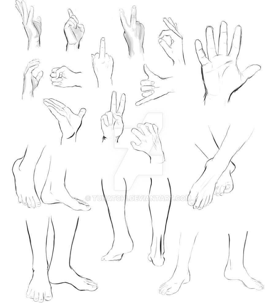 Hand / feet pose reference by Tunatchi on DeviantArt