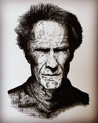 Clint Eastwood ink portrait
