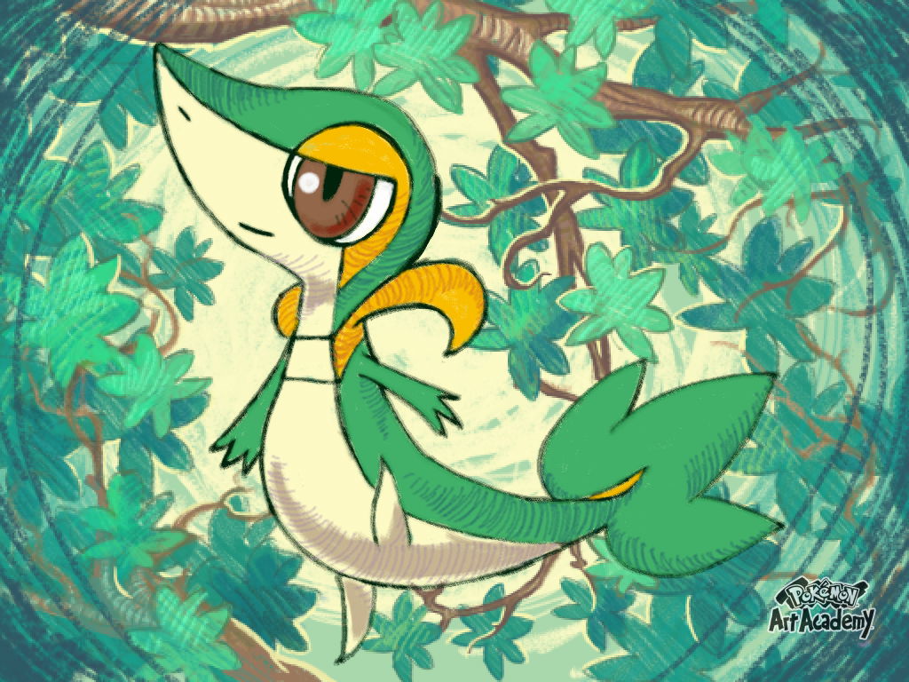 Snivy, made on Pokemon Art Academy