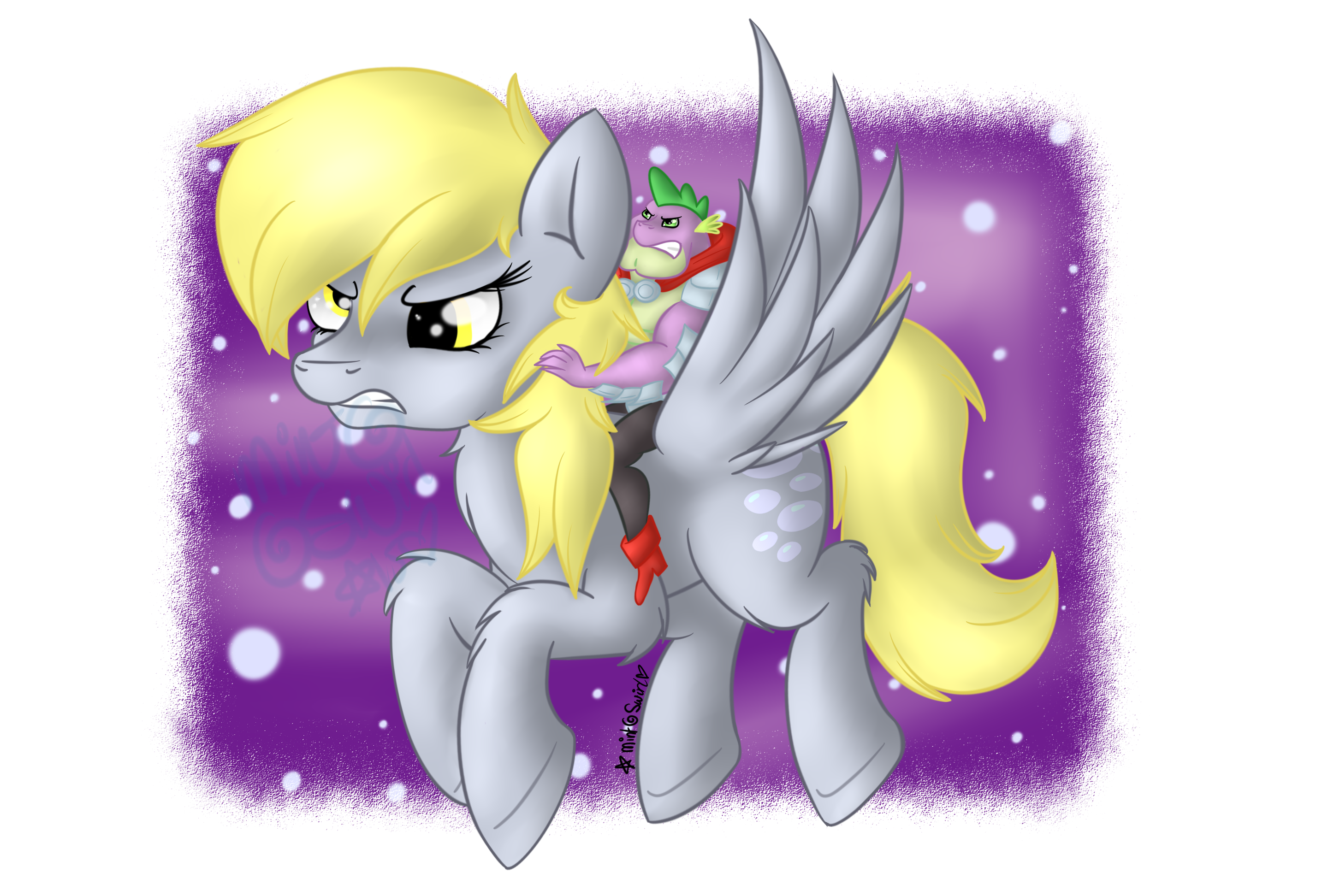 Sir Spike Riding In On Derpy Hooves!