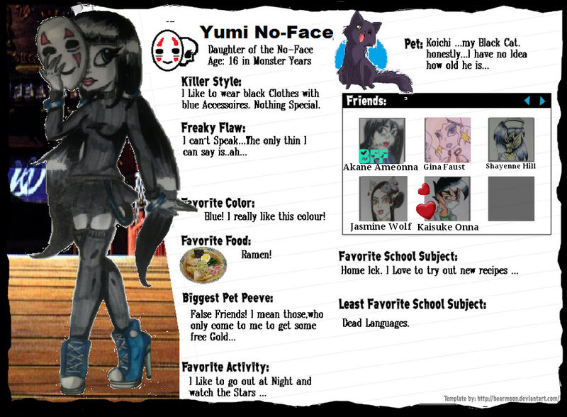 Yumi No-Face Monster High Bio